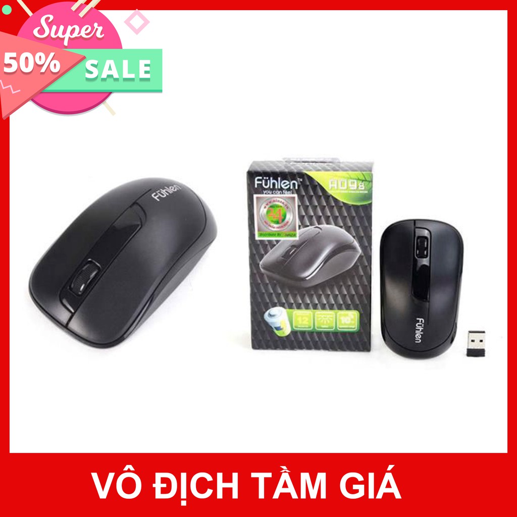 Chuột không dây Fuhlen A09B - Có pin đi kèm - Chính hãng có Tem ninza chống hàng giả - BH 12 tháng