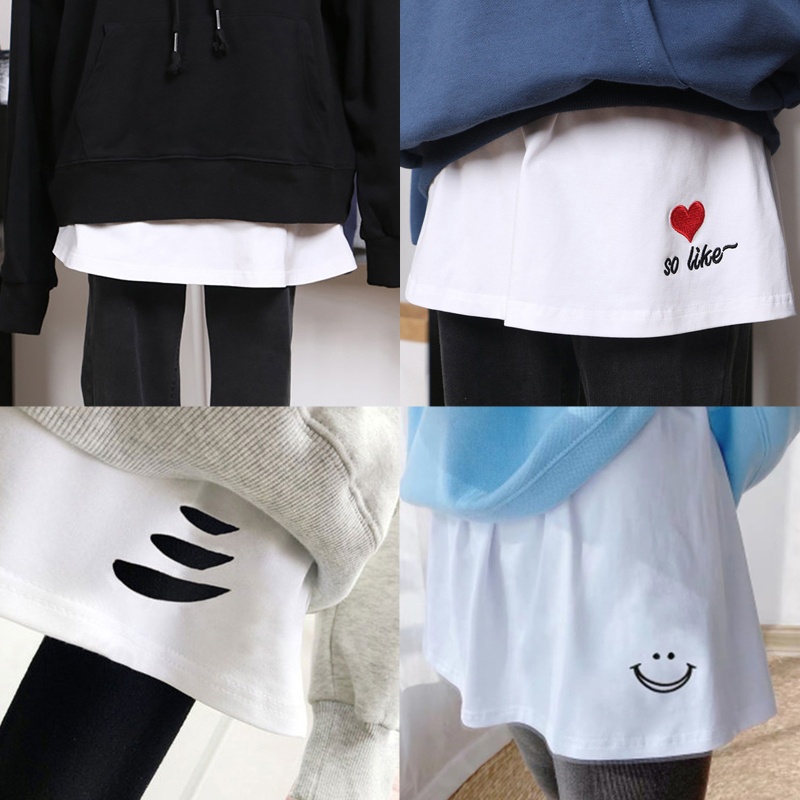 Brroa Chân Váy Xếp Ly Chữ A Xếp Ly Mini Xếp Ly Viền Thêu Hình Trái Tim Mặt Cười Dễ Thương Có Thể Tháo Rời Cho