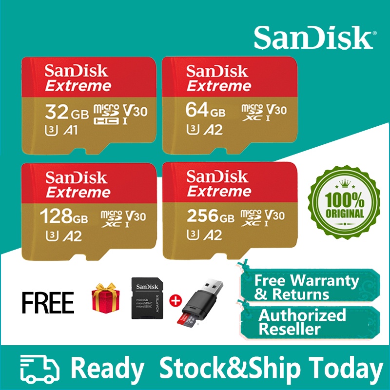 Thẻ Nhớ Sandisk Extreme / Micro Sd 128GB 32GB 64GB 256GB Micro Sd / Tf U1 / U3 4k