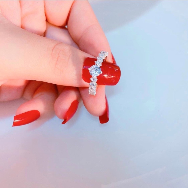 Nhẫn nữ bạc ta THJ - Nhẫn bạc ổ đá viền nổi new sang trọng,cá tính