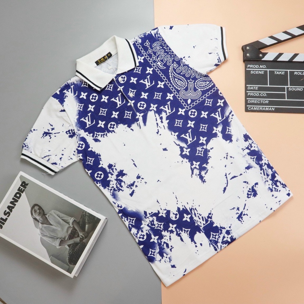 Áo thun nam POLO tay ngắn loang màu có cổ giá rẻ vải cotton co giãn,FORM CHUẨN ĐẸP-AHFASHION