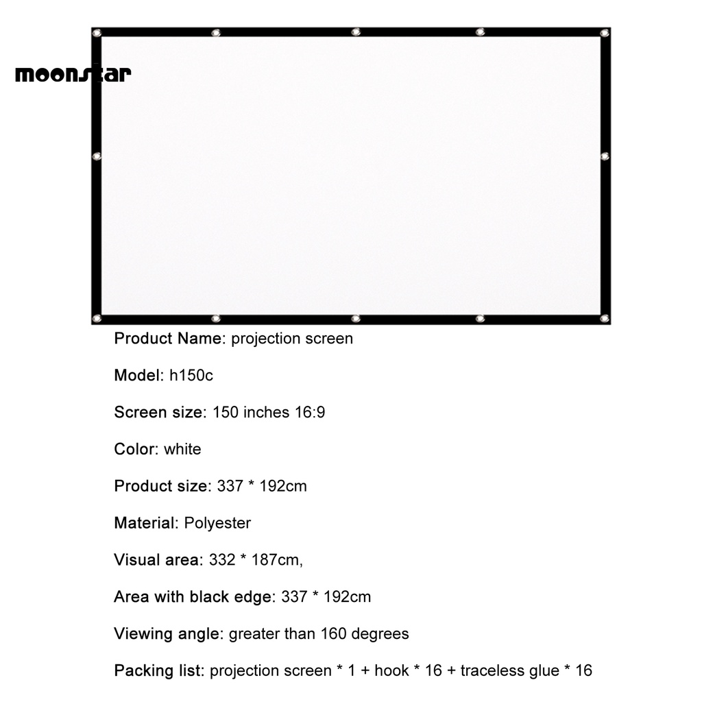 MS   150 Inch Projector Screen 150 Inch Polyester Simple Movie Screen Anti-crease for Indoor | BigBuy360 - bigbuy360.vn