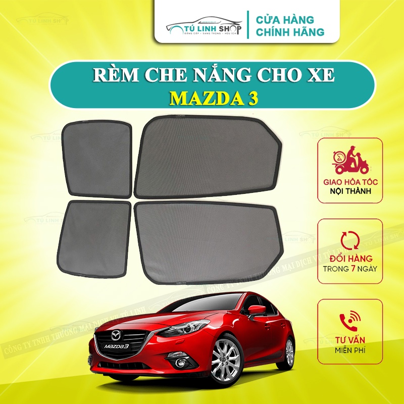 Rèm che nắng nam châm cho xe Mazda 3, bộ 4 tấm cho 4 cửa, hàng loại 1 cao cấp nhất, vừa khít kính