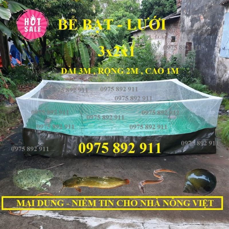 Bể bạt lưới nuôi ốc ếch cá - chống nhảy
