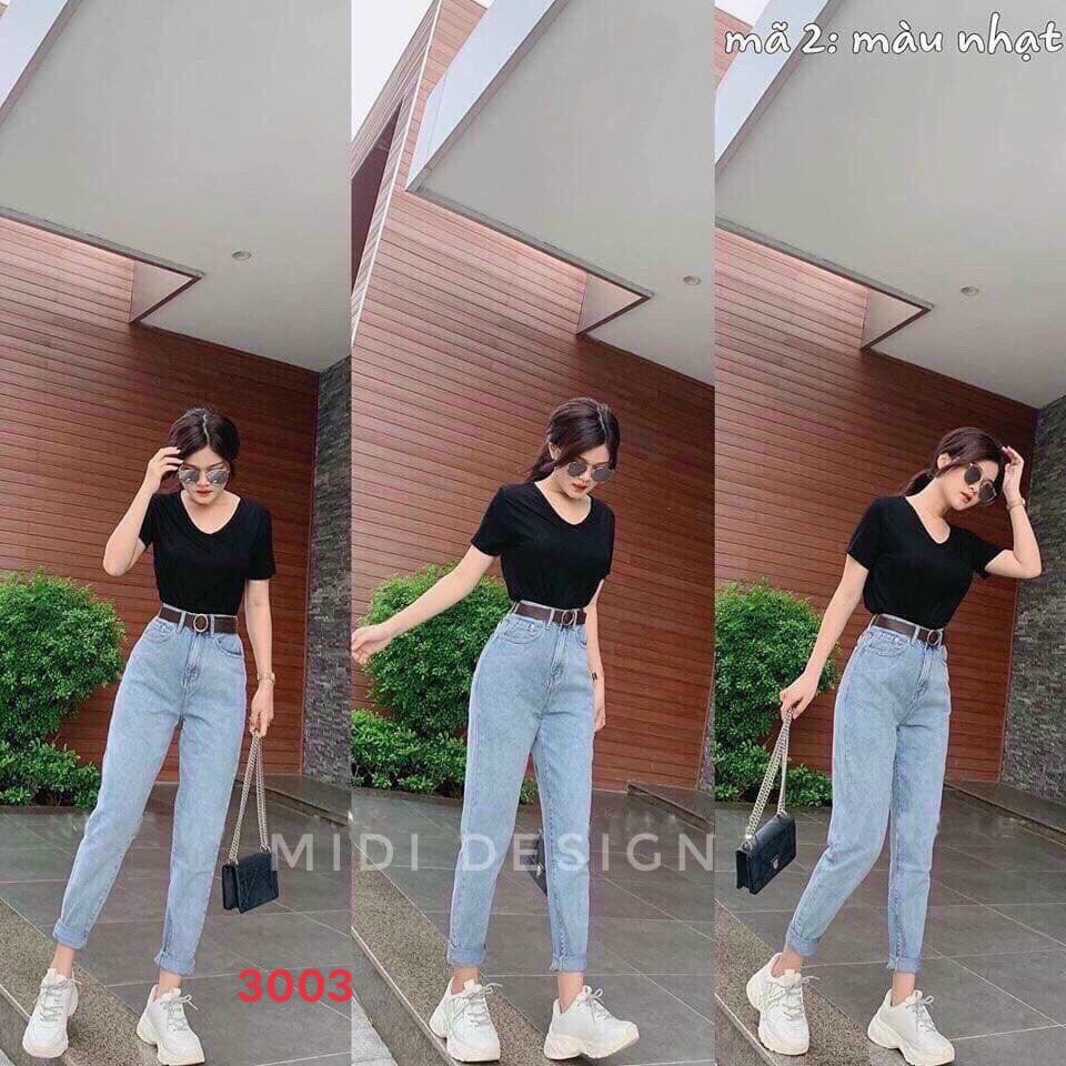 Quần baggy jean nữ rách MURADFASHION, chất jeans cứng không giãn màu xanh BG080