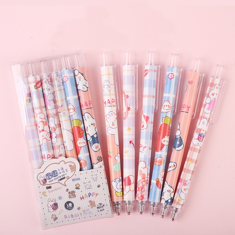 Set 6 Bút Mực Gel Ngòi 0.5mm Có Chi Tiết Dễ Thương Chất Lượng Cao