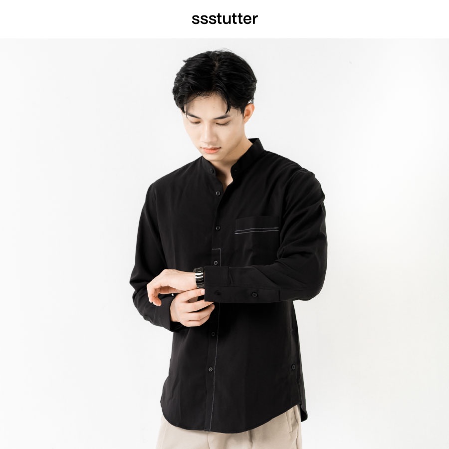 Áo sơ mi dáng suông SSSTUTTER thiết kế nổi bật viền túi vải cotton thoáng mát Premium Line Shirt | BigBuy360 - bigbuy360.vn