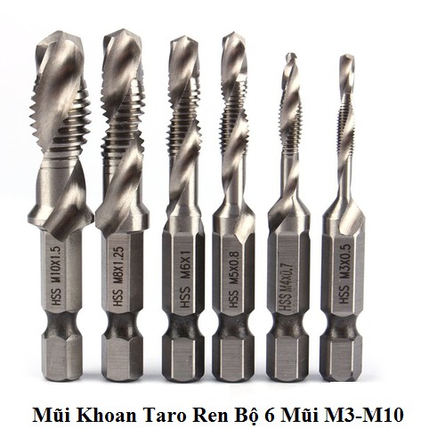 Mũi Khoan Taro Ren Bộ 6 Mũi M3-M10