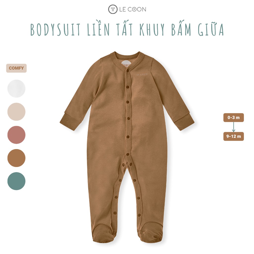 LE COON | Bodysuit Liền Tất Khuy Bấm Giữa | COMFY | 0-12 tháng