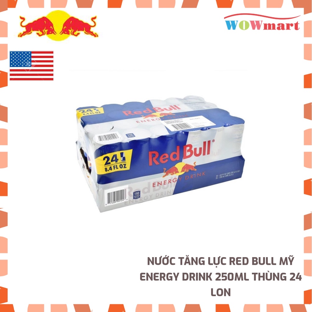 Nước tăng lực Red Bull Mỹ Energy Drink 250ml Thùng 24 lon