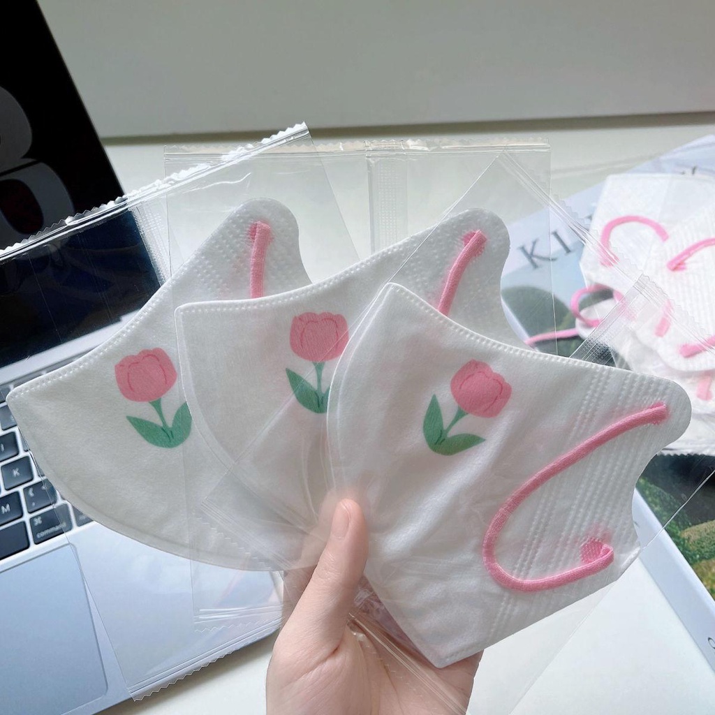 Khẩu Trang 3D Hình Hoa tulip Chống Nắng Ba Lớp Chất Lượng Cao Cho Người Lớn