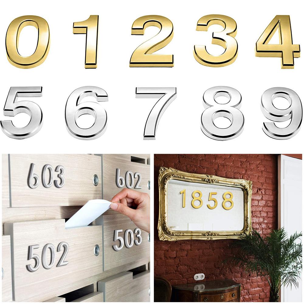 NIUYOU Miếng Dán Số Phản Quang 3D Trang Trí Hộp Thư|Đề Can Dán Trang Trí Văn Phòng