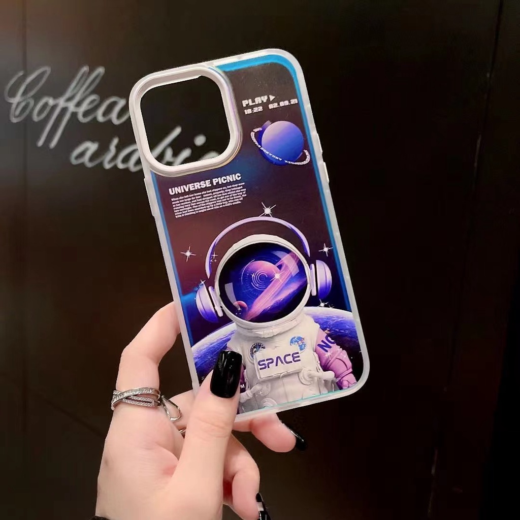 Ốp Điện Thoại Acrylic In Hình Phi Hành Gia Màu Laser Cho Iphone 13 12 11 Pro MAX XR X XS MAX