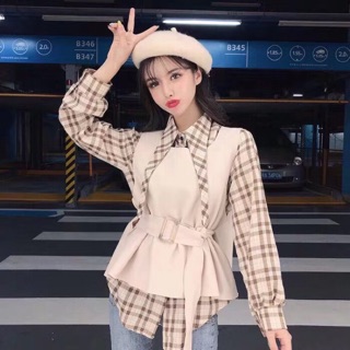 Set áo sơ mi kẻ gile dạ