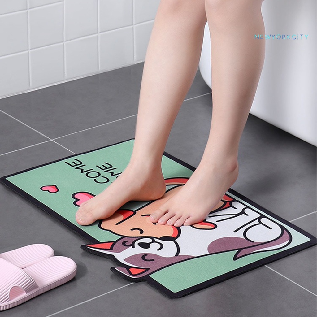 Thảm lót sàn Polyester Siêu Thấm Hút In Họa Tiết Hoạt Hình Dễ Thương Thoải Mái Cho Phòng Ngủ