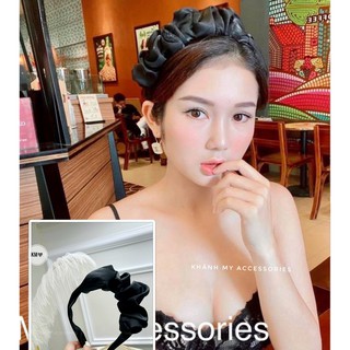Bờm tóc ❤️freeship❤️bờm nhún mẫu mới - bờm nhún lệch hot trend, thiết kế thời trang, 2 màu đen/be, lên ảnh cực xinh
