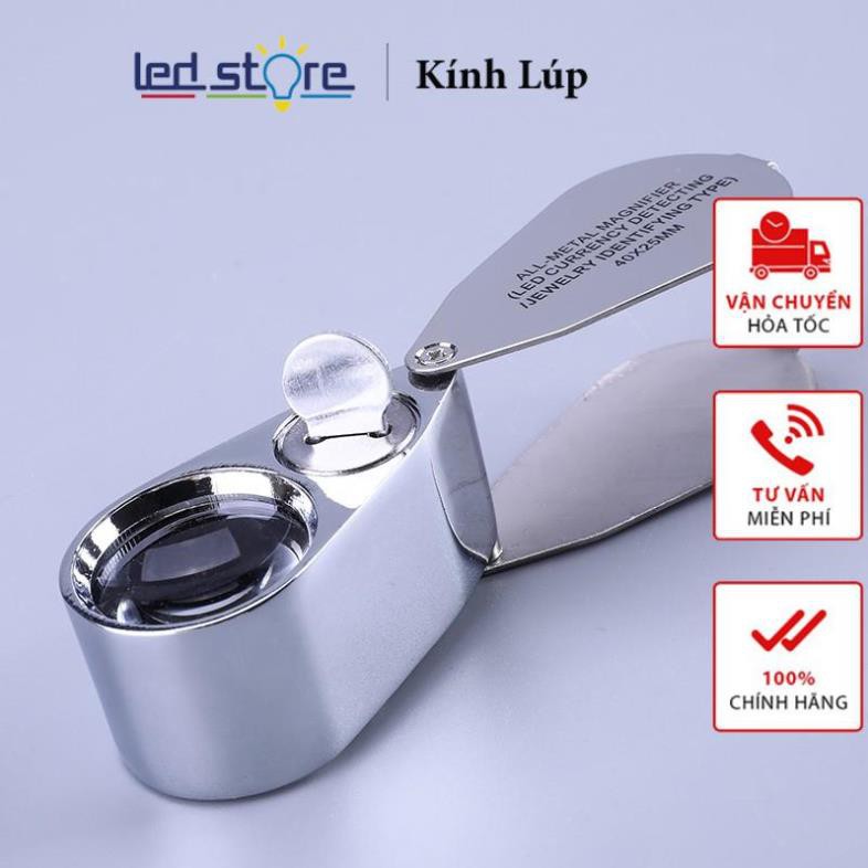 Kính lúp 40X mini ❤️FREESHIP❤️ Kính lúp móc khóa 40 lần có đèn siêu sáng K9890 ( Có LED tím kiểm tra tiền )