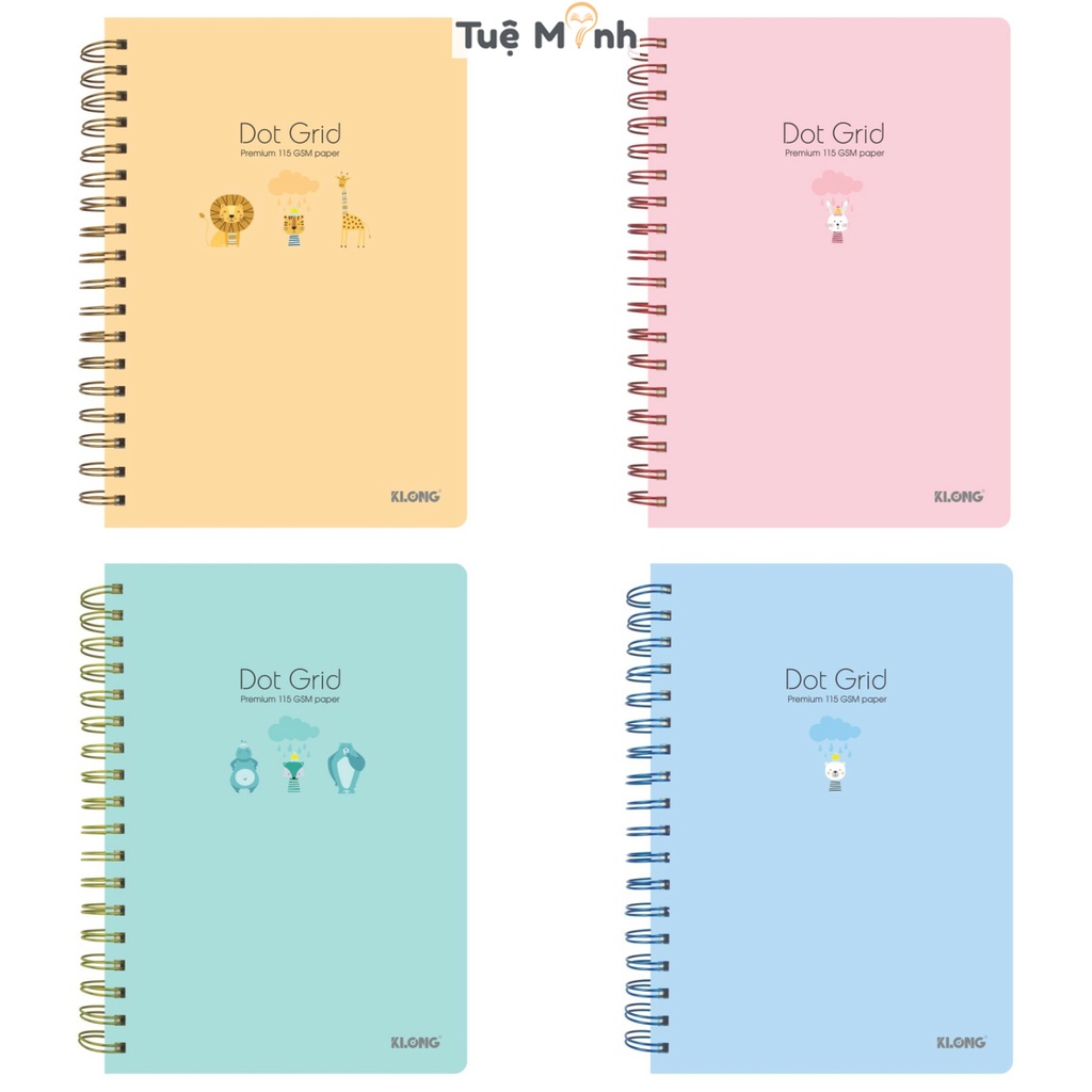 Sổ Klong B5 200 trang Dotgird Ms 960 [Chọn Màu] giấy chấm gáy lò xo kép, sổ bullet journal Klong