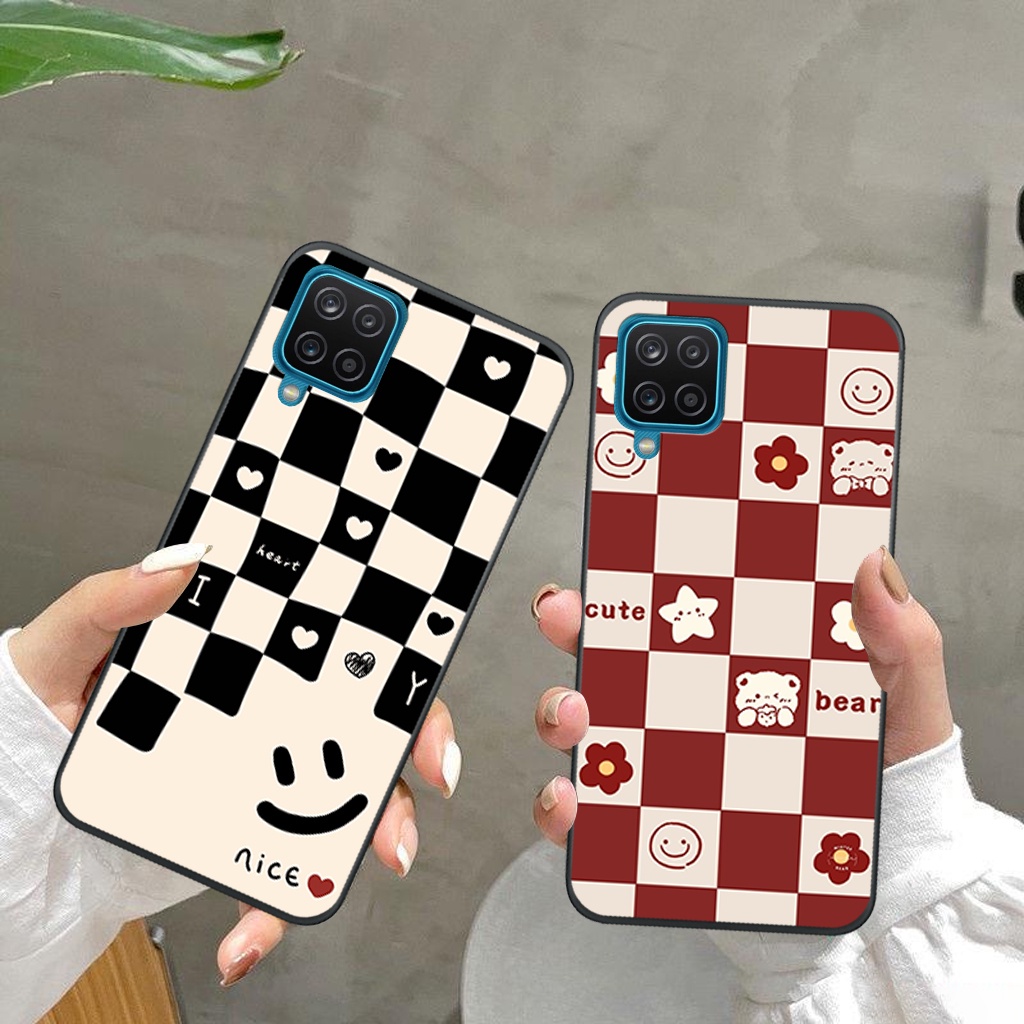 Ốp lưng Samsung A12 - M12 - A22 4G - M22 4G họa tiết trái tim, gấu caro thời trang