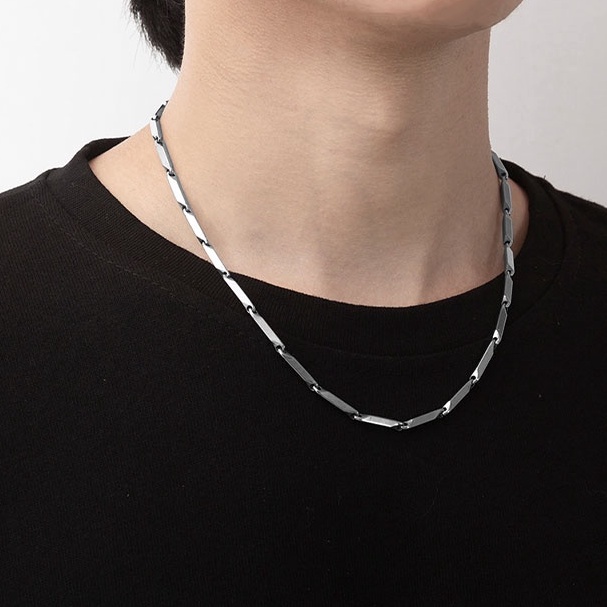 Vòng Cổ Xích Trơn Thời Trang Nam Basic Jino Studio Màu Bạc Ngầu Đẹp Chất Chất LIệu TiTan Không Gỉ