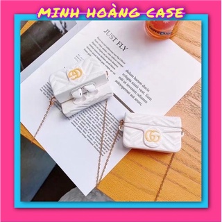 Case Airpod 1/2/pro túi Gucci trắng (tặng kèm dây xích)