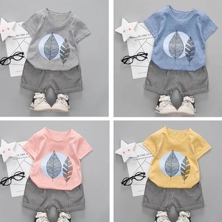 Bộ áo thun in hình + quần short phối sọc thời trang chó bé trai 6 tháng - 4 tuổi