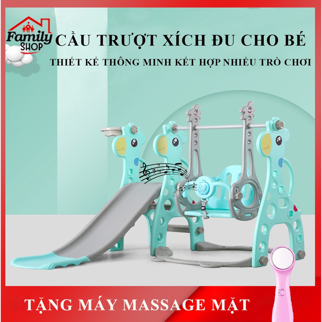 Cầu trượt xích đu cho bé. Đồ chơi cầu trượt, xích đu kết hợp bóng rổ thiết kế thông minh phù hợp nhiều lứa tuổi