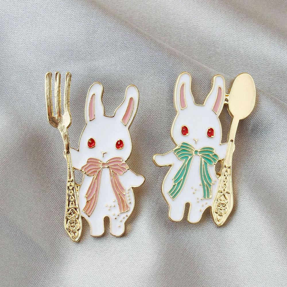 Trâm Cài Áo Hình Thỏ VANES1 Tráng Men Màu Xanh Dương Hồng Pastel Thời Trang Trang Trí Túi Xách