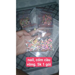 Cốm và nail đất sét trang trí slime