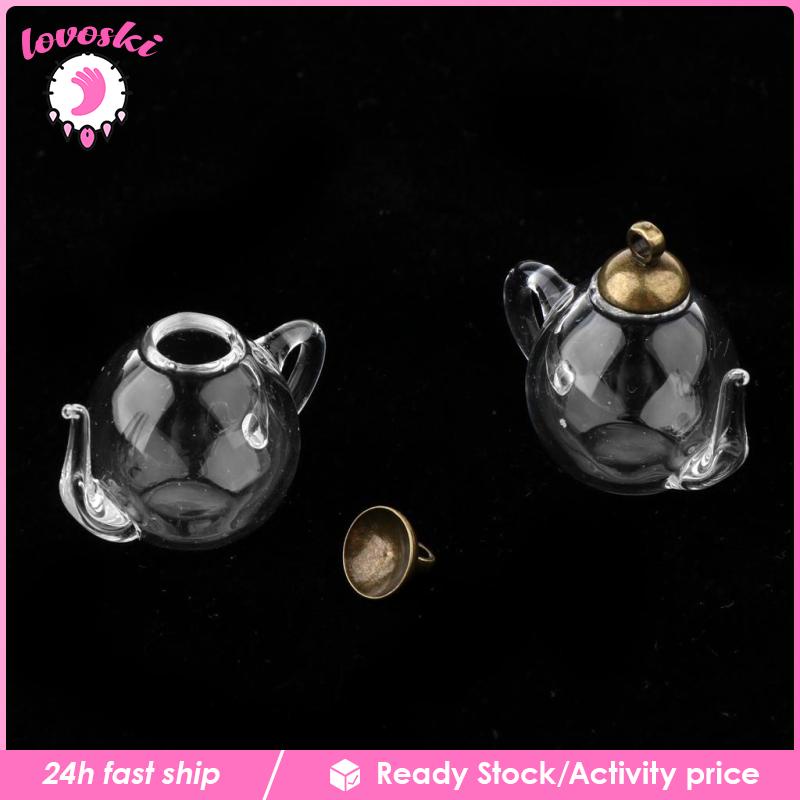 Set 2 Bình Điều Ước Trà Mini Bằng Thủy Tinh Rỗng Màu Vàng Kim Thủ Công