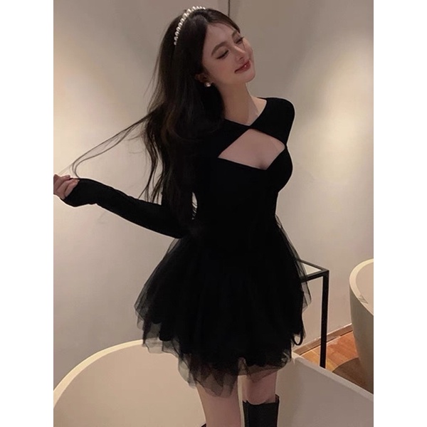 Váy Body Ôm Dáng Đuôi Tầng Xoè Đen Mun Sexy