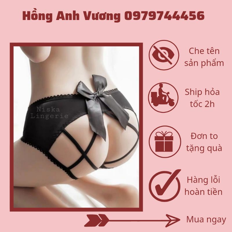quần lót nơ dây chéo nâng mông không đáy đũng sexy gợi cảm