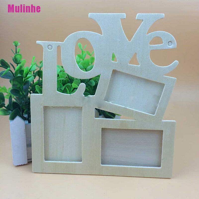 Khung Ảnh Gỗ Hình Trái Tim Khắc Chữ Love DIY