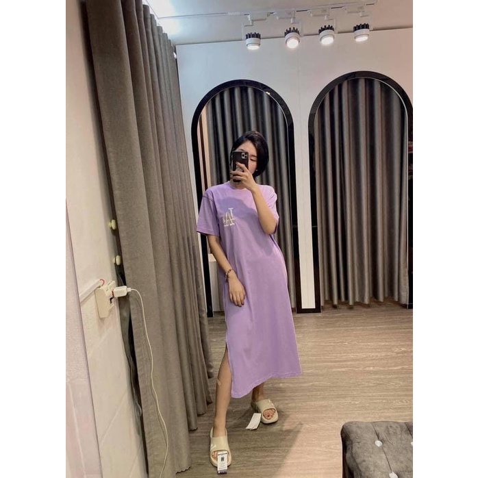 Váy suông dáng dài N.Y xẻ sườn, đầm suông dài thun cotton co giãn | BigBuy360 - bigbuy360.vn