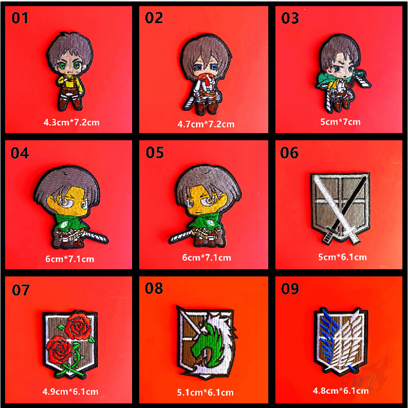 Miếng Dán Ủi Thêu Hình Nhân Vật Attack On Titan Series 02 Chất Lượng Cao