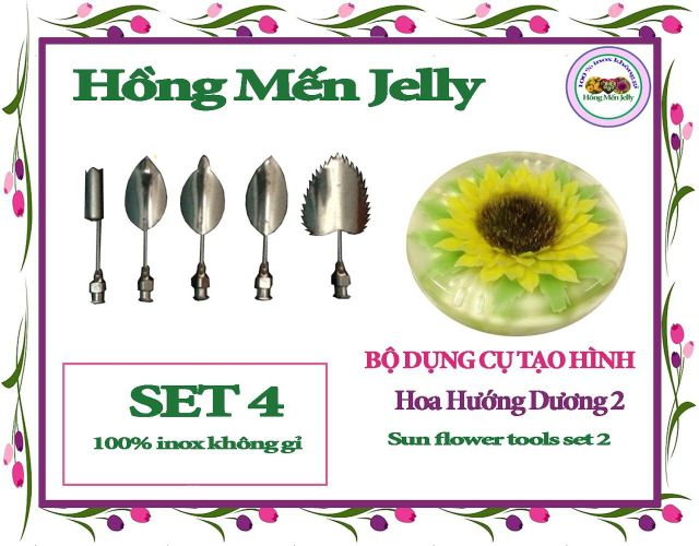 Dụng cụ làm thạch 3D Bộ 5 kim hoa hướng dương