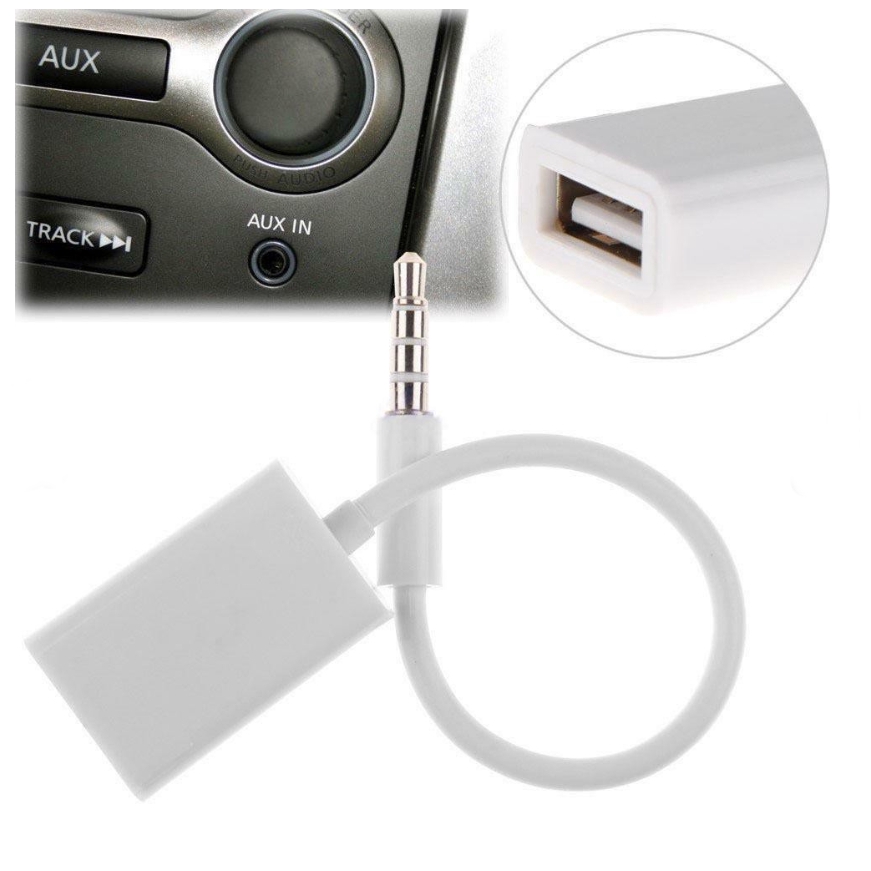 Cáp chuyển đổi từ cổng AUX 3.5mm sang cổng USB -2-0-female cho xe hơi