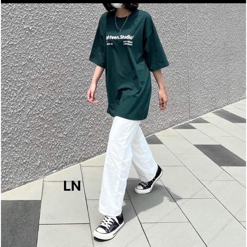 Sét áo xanh studio +quần kaki trắng LN11