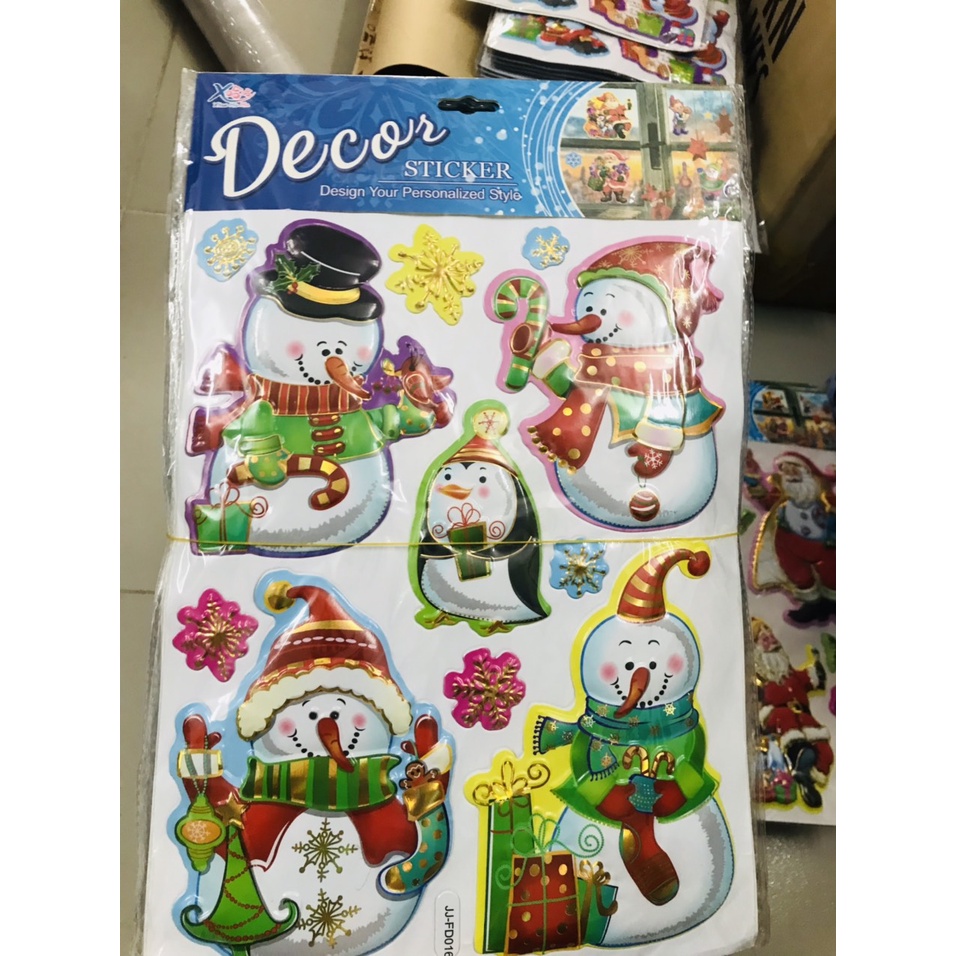 Sticker Noel, Người Tuyết, cây thông Noel nổi 3D cực xinh rang Trí Nghệ Thuật Mùa Giáng Sinh - VPP Brendo
