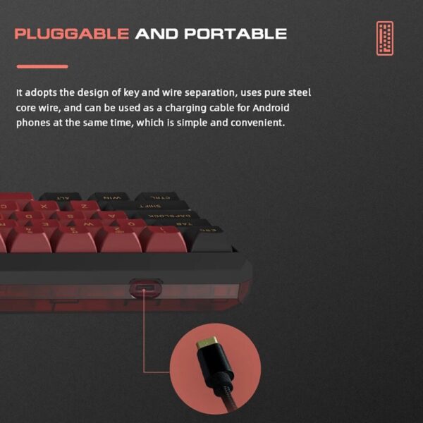 Bàn Phím Cơ Máy Tính Không Dây - Darmoshark K5 | Black Red