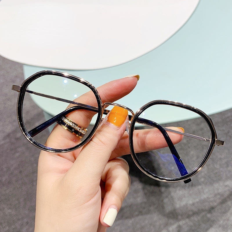 Mắt kính gọng oval trong suốt phong cách thời trang Hàn Quốc Unisex