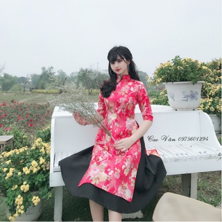 Set áo dài cách tân cổ tàu