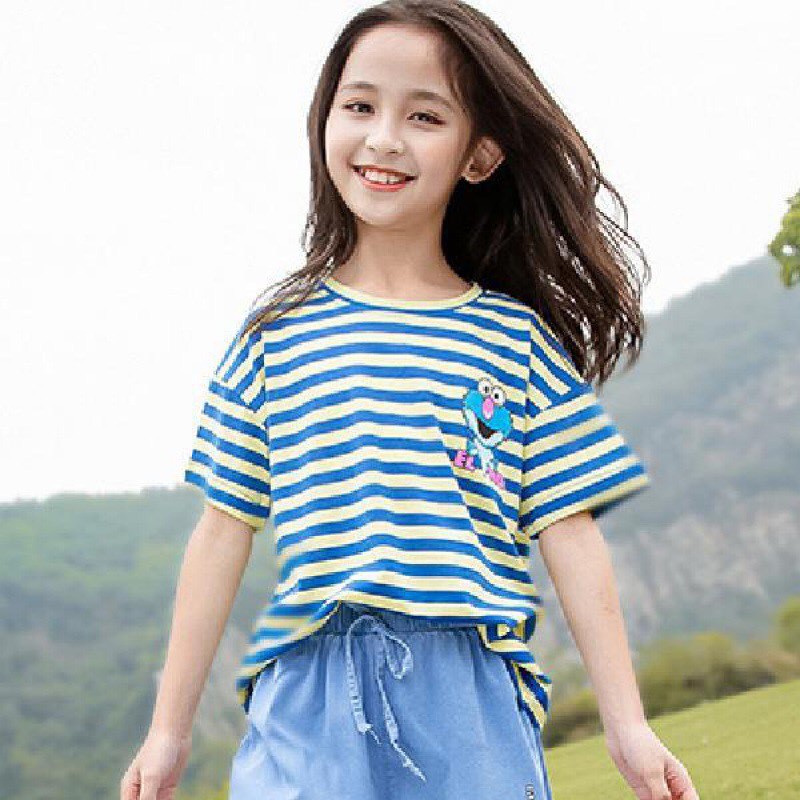 Áo thun ngắn tay bé gái chất cotton cao cấp full size cho trẻ em Beeshop H21024