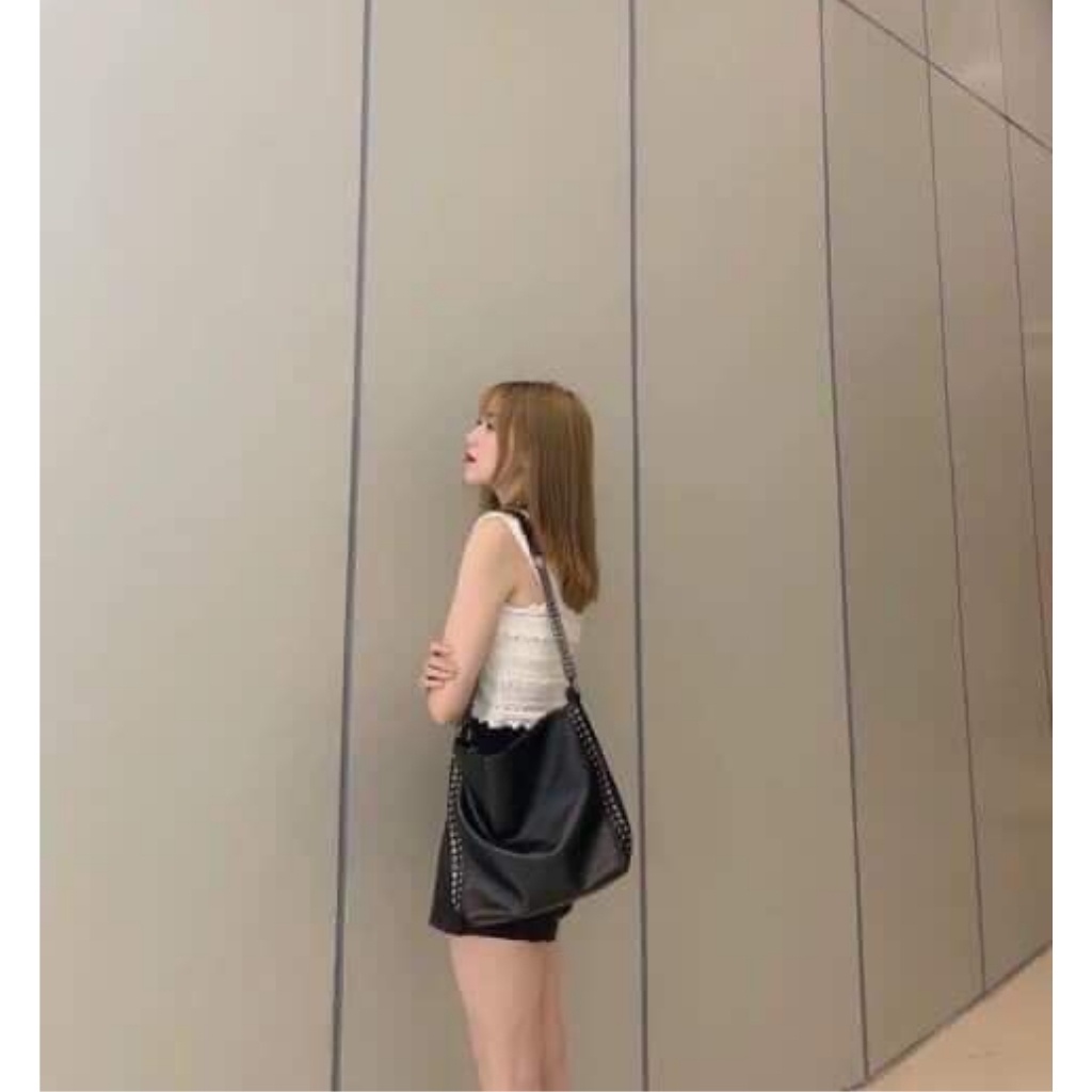 Túi đeo chéo nữ Big02, loại ba gang, túi to rộng, chất liệu da cao cấp, màu đen, minstore