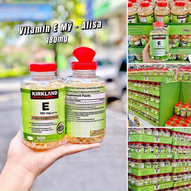 Vitamin E Kirkland 400 IU, Mỹ (500 viên) trẻ hóa làn da, chống lão hóa