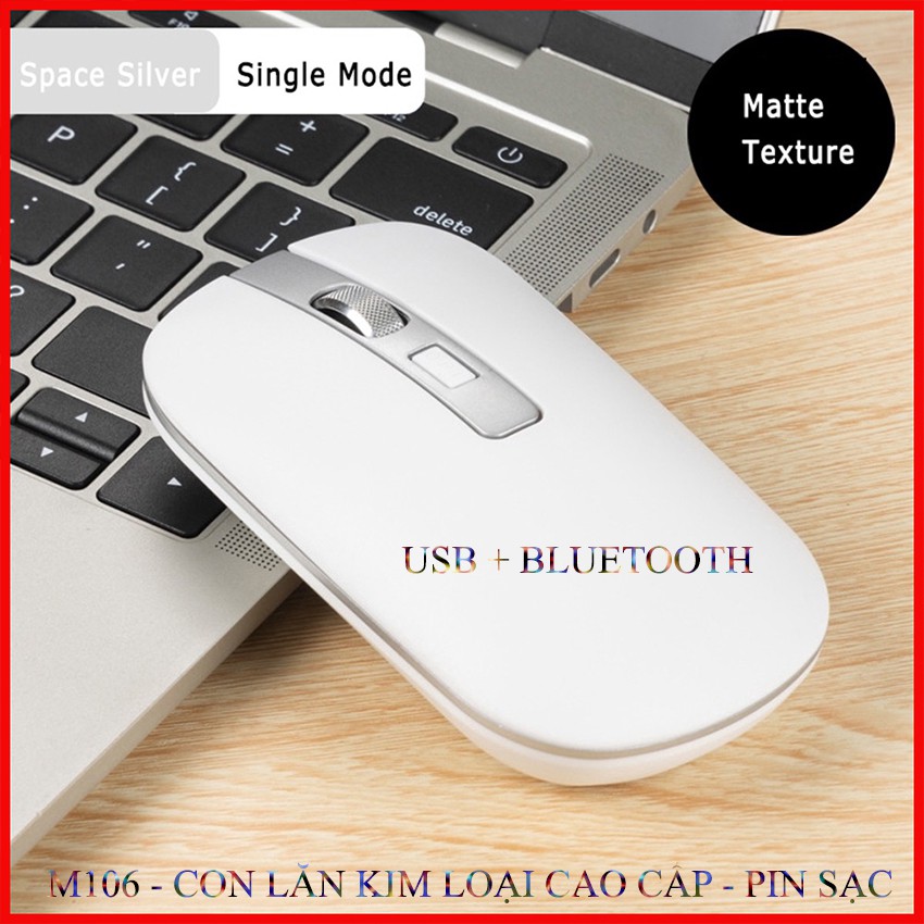 Chuột không dây M106 cao cấp tự sạc, con lăn kim loại chống trượt, Nút thay đổi DPI BẢO HÀNH 6 THÁNG