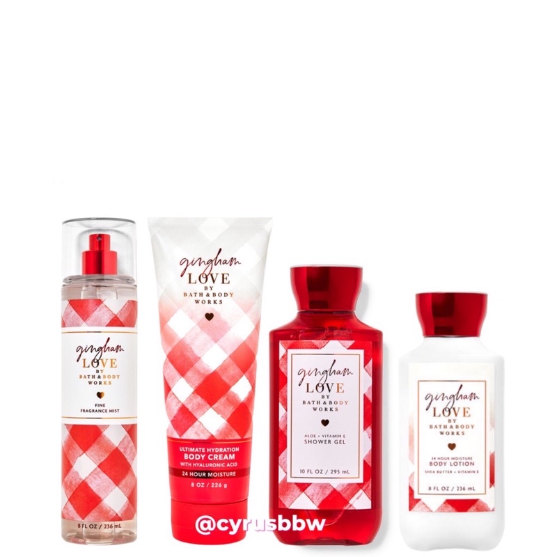 Bộ Sản Phẩm Mist Xịt Toàn Thân, Gel Tắm, Lotion Gingham Love Bath & Body Works từ Mỹ