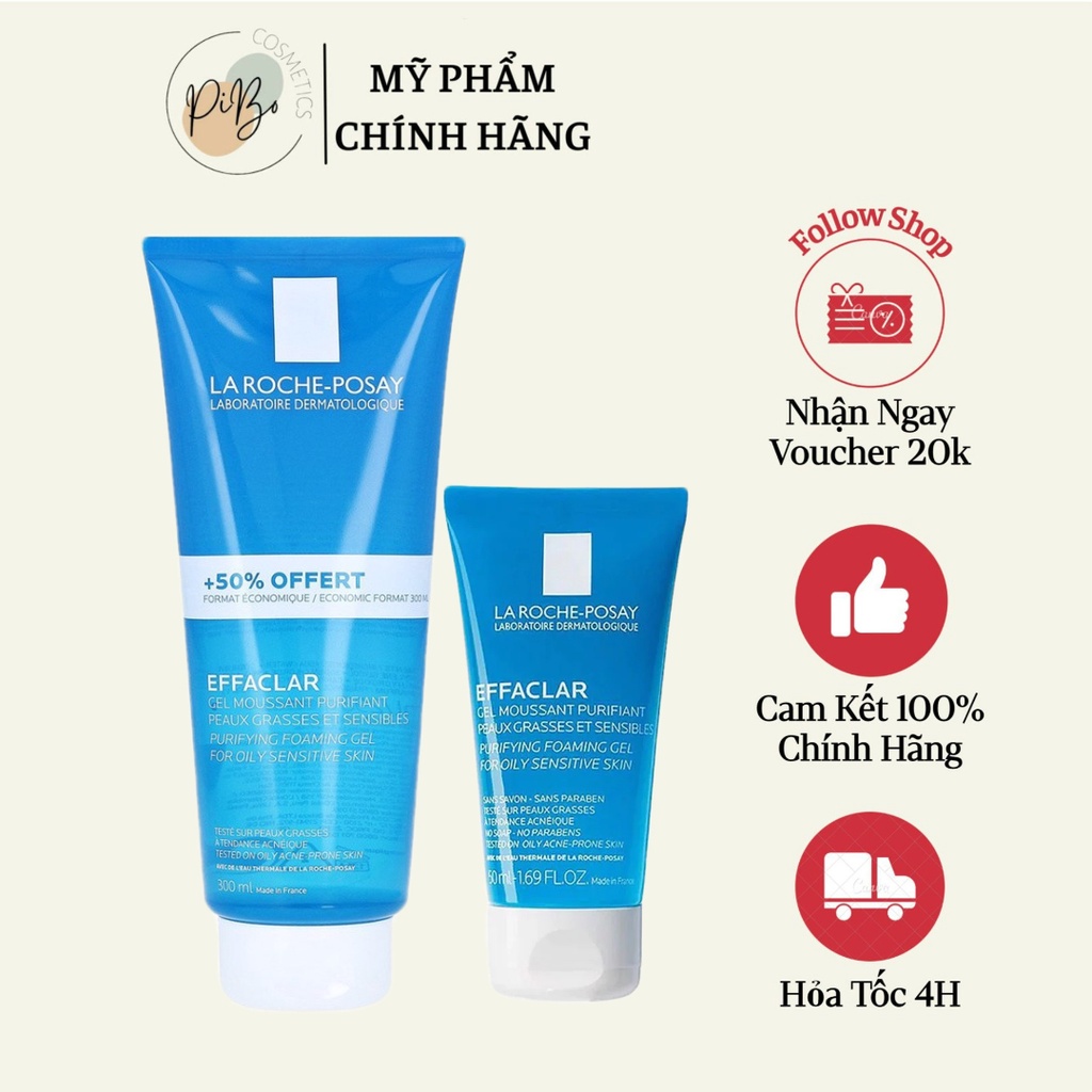 Gel rửa mặt tạo bọt La Roche-Posay Effaclar cho da dầu nhạy cảm (50ml/300ml)