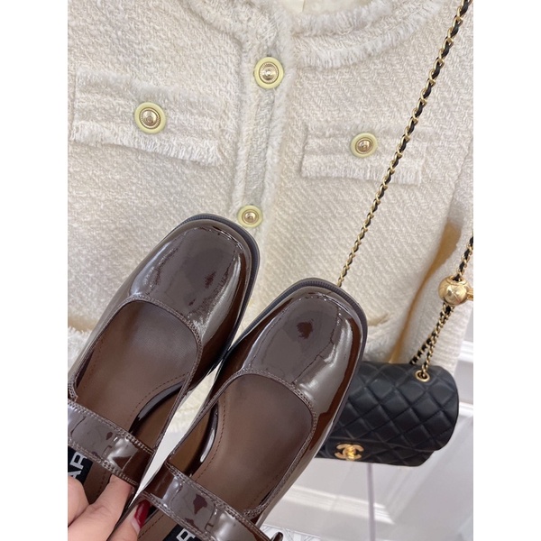 Giày búp bê cao cấp da thật thương hiệu Carel gót cao 3.5cm có 2 màu màu trơn đơn giản