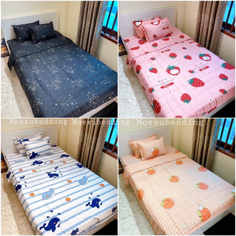 📣Xả📣 Bộ chăn hè ga gối cotton poly mềm mịn dễ thương sang xịn thoáng mát không xù không phai